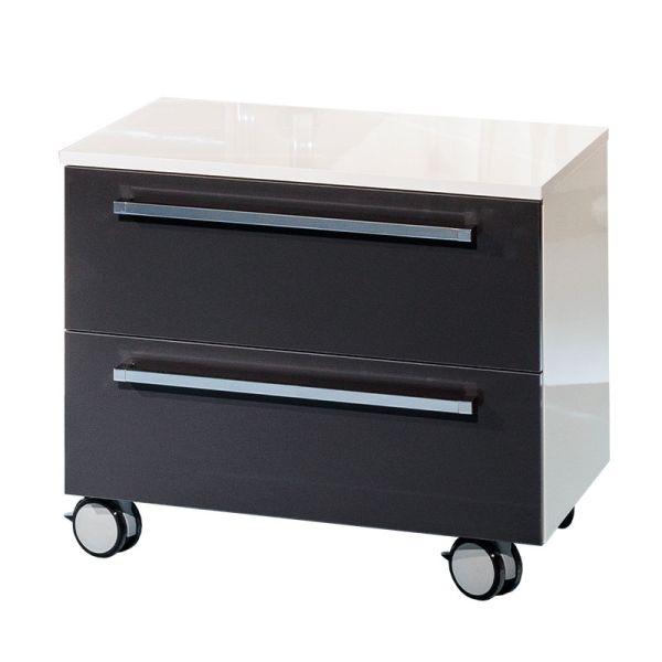 Badea Ergänzungsmöbel Rollenschrank - 60 cm, 2 Auszüge, 4 Rollen, 1 Abdeckplatte