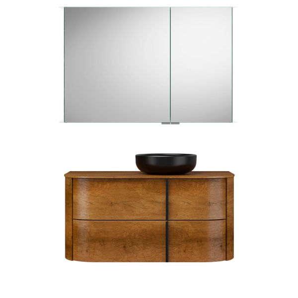 Burgbad Lavo 2.0 Badmöbel Set 19 - 102 cm, Spiegelschrank, Keramik-Aufsatzwascht