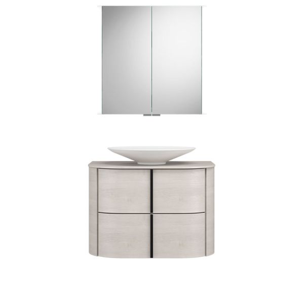 Burgbad Lavo 2.0 Badmöbel Set 41 - 72 cm, Spiegelschrank, Mineralguss-Aufsatzbec