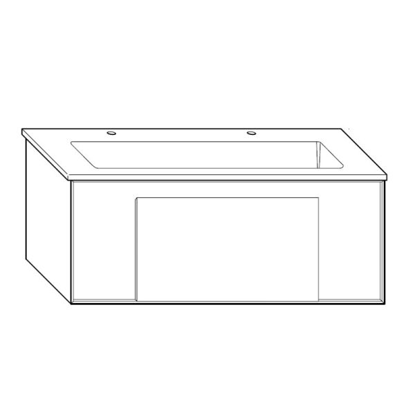Burgbad Moto Keramik-Waschtisch mit Unterschrank 123 cm Skizze
