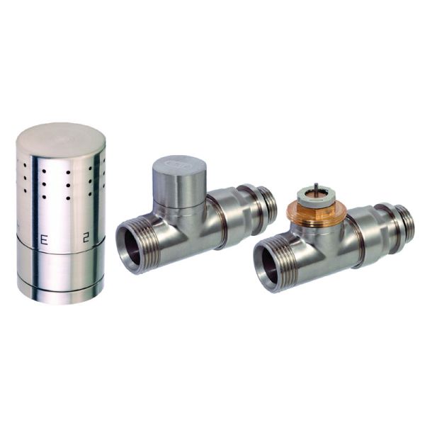 Corpotherma Design-Thermostatventilset Durchgangsform - Edelstahl