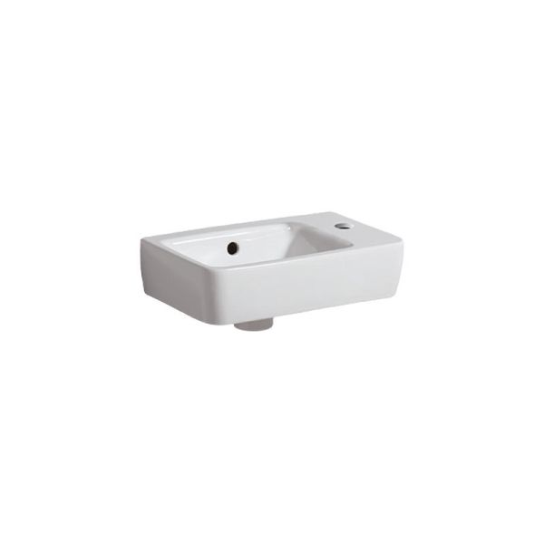 Geberit Renova Compact Waschtisch - Hahnloch, Überlauf, weiß, KeraTect