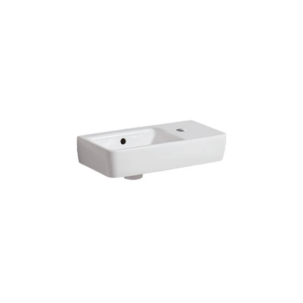 Geberit Renova Compact Waschtisch - Hahnloch, Überlauf, Ablagefläche