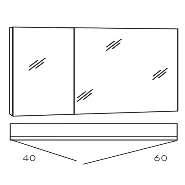 Marlin Bad 3980 Spiegelschrank - 100 cm Skizze