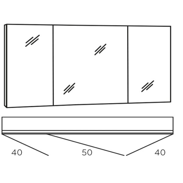 Marlin Bad 3980 Spiegelschrank - 130 cm Skizze