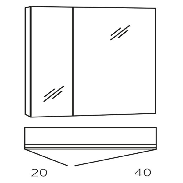 Marlin Bad 3980 Spiegelschrank - 60 cm Skizze