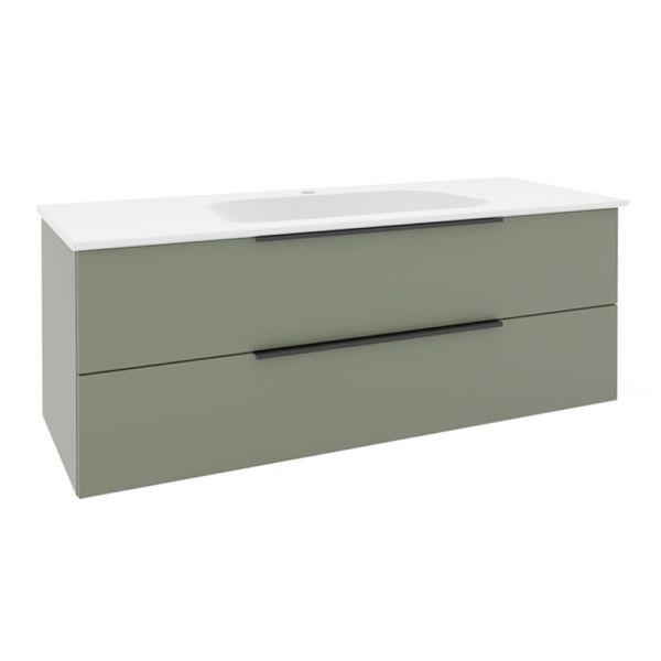 Pelipal PCON Mineralmarmor-Waschtisch mit Unterschrank 122 cm