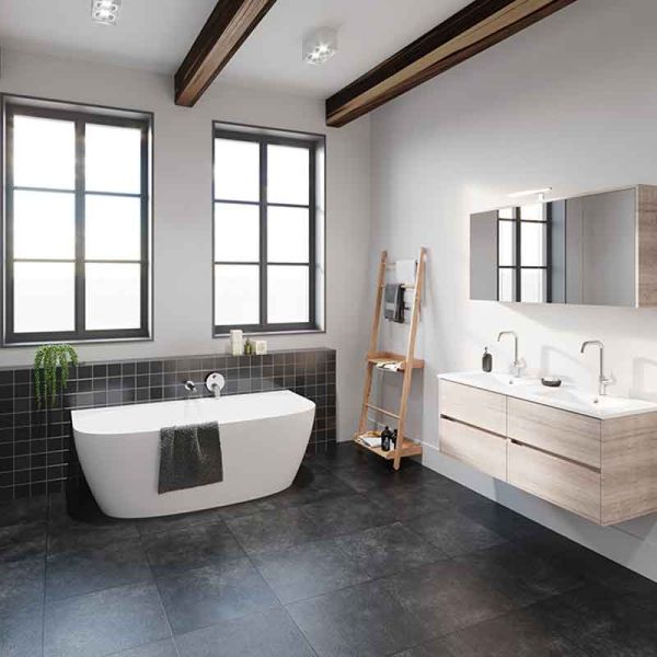 Riho Badewannen Oval Back2Wall - Acryl - 170 x 80 cm, Ambiente