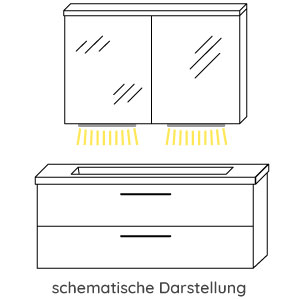 Waschplatz-Beleuchtung: 2x LED, 12V, 2,8 Watt, 2900-6400K, Breite: 65 cm