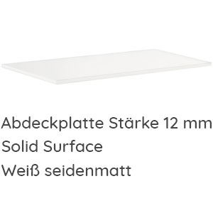 Abdeckplatte: Solid Surface weiß seidenmatt - 40,6 cm - Stärke 12 mm