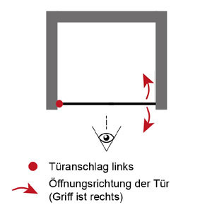 Anschlag Drehtür: Drehtür pendelbar Links (für Nische)