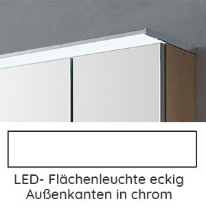 Aufsatzleuchte: eckig, Außenkanten chrom, 8,9 Watt, 60 cm Breite