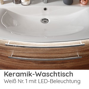 Waschtisch-Typ / -Farbe: Keramik Weiss 820 mm Breite mit LED-Beleuchtung